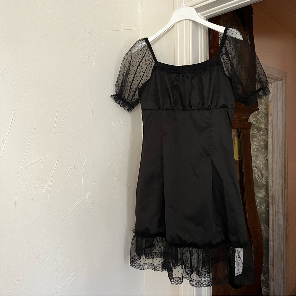 new! Romwe | Goth Lace Puff Sleeve Mini Dress MEDIUM/US6